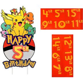 Custom Anime Cartoon Birthday Cake Topper Poke Birthday Party Decorations