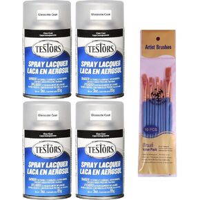 اجعل يومك اختبارًا TES1261 Gloscote Spray Enamel 3oz، طبقة شفافة (عبوة من 4) مجموعة فرش طلاء in Kuwait