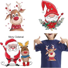 رقع زينة قابلة للغسل بتصميم سانتا كلوز وغزال وكريسماس لطيف على الملابس بتصميم سانتا كلوز وغزال وعيد الميلاد المجيد للاطفال والتيشيرتات والسترات واغطية الوسائد in Kuwait