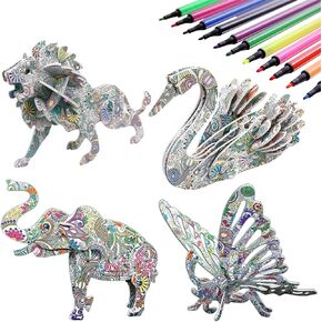 DDMY 4 Pack 3D Coloring Puzzle Set, Art Coloring Painting Puzzle for Kids Age 7 8 9 10 11 12, Fun Creative DIY Toys for Girls Boys in Kuwait