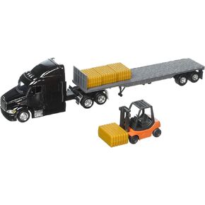 NewRay 1:43 Long Haul Trucker - Peterbilt Model 387 Low Boy with Forklift and Hay Bales, Multi in Saudi Arabia