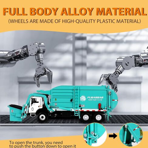 Garbage Truck Toys, Fubarbar 1:43 Bruder Tonka Trash Trucks Model for Boys Metal Diecase Waste Management Front Loader Die Cast Can Dumpster Truck Toy for 3 4 5 6 Years Old(Blue) in Saudi Arabia