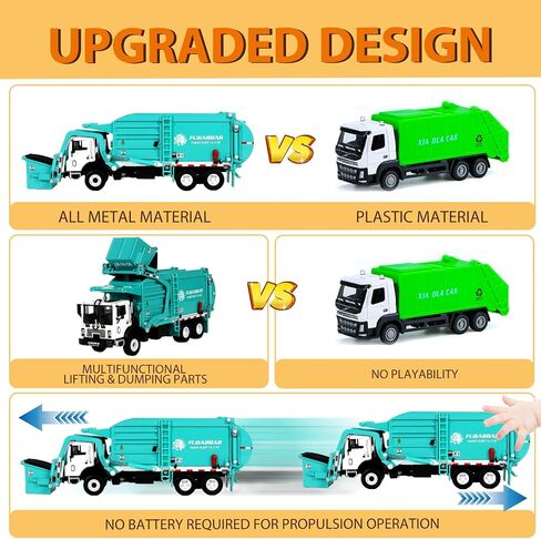 Garbage Truck Toys, Fubarbar 1:43 Bruder Tonka Trash Trucks Model for Boys Metal Diecase Waste Management Front Loader Die Cast Can Dumpster Truck Toy for 3 4 5 6 Years Old(Blue) in Saudi Arabia