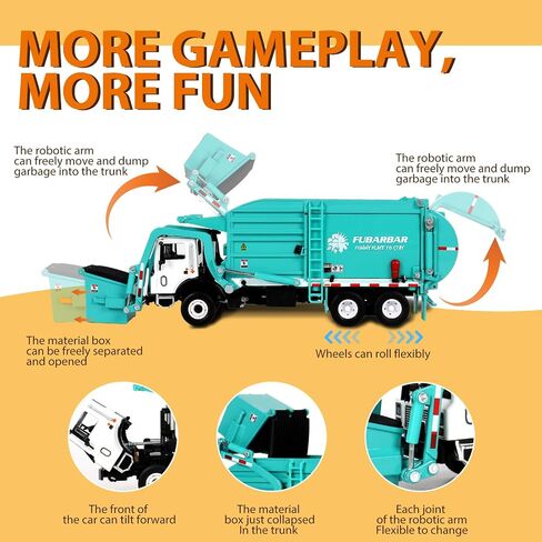 Garbage Truck Toys, Fubarbar 1:43 Bruder Tonka Trash Trucks Model for Boys Metal Diecase Waste Management Front Loader Die Cast Can Dumpster Truck Toy for 3 4 5 6 Years Old(Blue) in Saudi Arabia