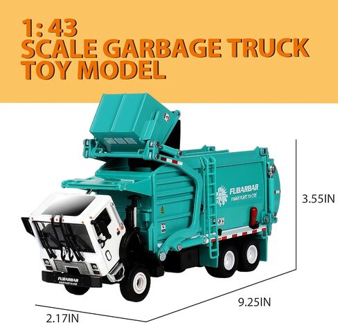 Garbage Truck Toys, Fubarbar 1:43 Bruder Tonka Trash Trucks Model for Boys Metal Diecase Waste Management Front Loader Die Cast Can Dumpster Truck Toy for 3 4 5 6 Years Old(Blue) in Saudi Arabia