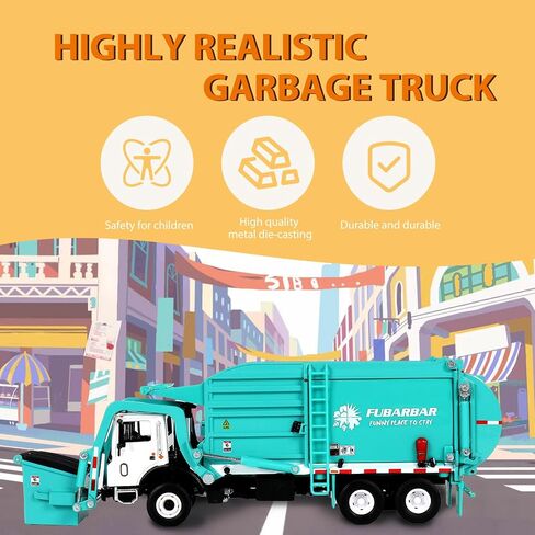 Garbage Truck Toys, Fubarbar 1:43 Bruder Tonka Trash Trucks Model for Boys Metal Diecase Waste Management Front Loader Die Cast Can Dumpster Truck Toy for 3 4 5 6 Years Old(Blue) in Saudi Arabia