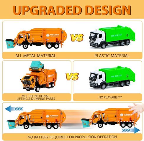 Garbage Truck Toys, Fubarbar 1:43 Bruder Tonka Trash Trucks Model for Boys Metal Diecase Waste Management Front Loader Die Cast Can Dumpster Truck Toy for 3 4 5 6 Years Old(Blue) in Saudi Arabia