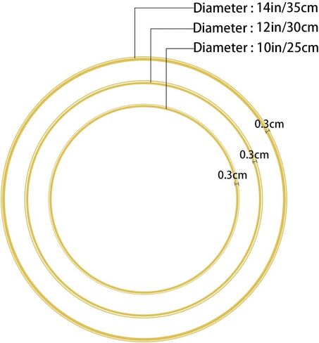 6 قطع من المعدن الوردي هوب 3 أحجام (10 & 14 بوصة) الذهب كاتم إكليل الزهور المعدنية DIY إكليل عيد الميلاد ديكور صائد الأحلام in Kuwait