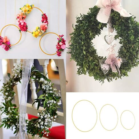 6 قطع من المعدن الوردي هوب 3 أحجام (10 & 14 بوصة) الذهب كاتم إكليل الزهور المعدنية DIY إكليل عيد الميلاد ديكور صائد الأحلام in Kuwait