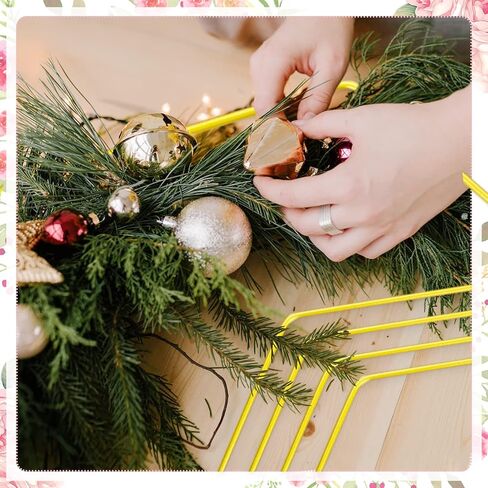 اف اس دبليو سي سي كيه 5 قطع من حلقات معدنية سداسية الشكل مقاس 8 انش للطاولة، حلقة اكليل معدنية مع 5 قطع من حوامل البطاقات الخشبية، اكليل زهور للحرف اليدوية وحفلات الزفاف وتزيين الطاولة المنزلية in Kuwait