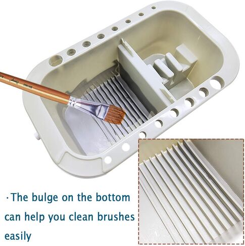 شانجزي حوض فرشاة طلاء، حوض فرشاة بلاستيكي للطلاء المائي، غسالة فرش فنية متعددة الوظائف مع حامل فرشاة، باليت ومقبض للرسم بالألوان المائية في الاماكن المغلقة والمفتوحة in Kuwait