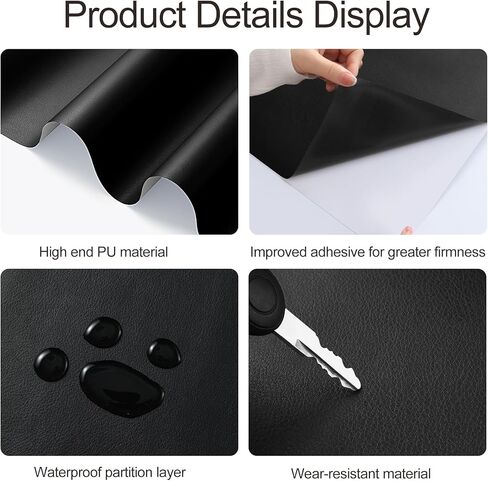 رقعة إصلاح جلدية، شريط إصلاح جلدي 17 * 55 بوصة رقعة إصلاح جلدية رقعة أريكة جلدية، أرائك، أثاث، مقاعد سيارة، كراسي مكتب (أسود) in Kuwait