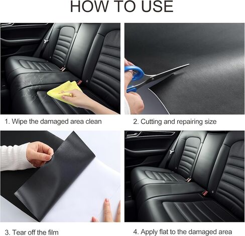 رقعة إصلاح جلدية، شريط إصلاح جلدي 17 * 55 بوصة رقعة إصلاح جلدية رقعة أريكة جلدية، أرائك، أثاث، مقاعد سيارة، كراسي مكتب (أسود) in Kuwait