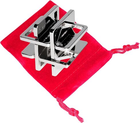 Hashtag Hanayama Cast Metal Brain Teaser Puzzle _ New 2017 Release _ Level 4 Difficulty Rating _ Bonus Red Velveteen Drawstring Pouch _ Bundled Items in Kuwait