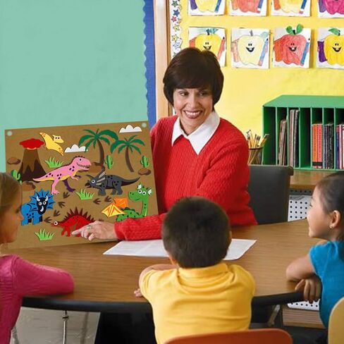 مجموعات قصص للأطفال مصنوعة من نسيج اللباد اللباد للأطفال الصغار في مرحلة ما قبل المدرسة، والديناصورات، وحيوانات المحيط، وحيوانات المزرعة وحيوانات الحرف اليدوية، هدايا للأطفال على الحائط من 3 قطع in Kuwait