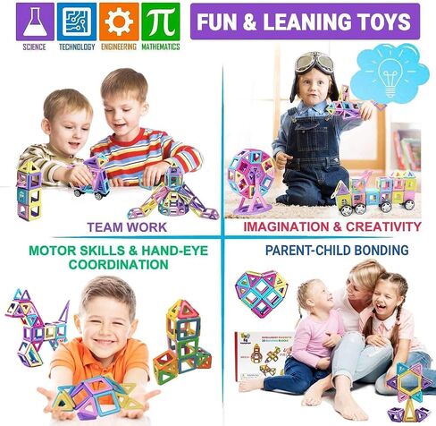 BrightyBright Magnetic Blocks Building Toys - Intelligent 3D STEM Educational Game for Kids Toddlers Boys Girls Construction Magnet Tiles Set 40 Pc - Best Gifts for Kids in Saudi Arabia