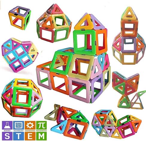 BrightyBright Magnetic Blocks Building Toys - Intelligent 3D STEM Educational Game for Kids Toddlers Boys Girls Construction Magnet Tiles Set 40 Pc - Best Gifts for Kids in Saudi Arabia