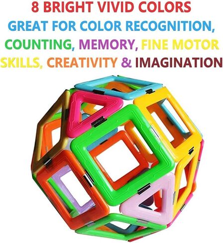 BrightyBright Magnetic Blocks Building Toys - Intelligent 3D STEM Educational Game for Kids Toddlers Boys Girls Construction Magnet Tiles Set 40 Pc - Best Gifts for Kids in Saudi Arabia
