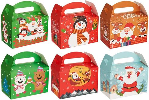 CCINEE 3D Christmas Treat Boxes,Xmas Cookie Boxes with Handle Paper Goody Boxes for Gift giving Packaging,Pack of 24 in Saudi Arabia