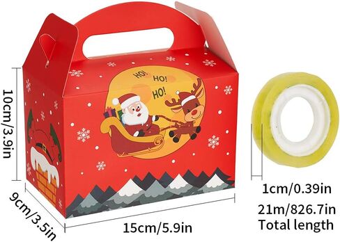 CCINEE 3D Christmas Treat Boxes,Xmas Cookie Boxes with Handle Paper Goody Boxes for Gift giving Packaging,Pack of 24 in Saudi Arabia