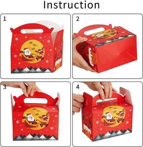 CCINEE 3D Christmas Treat Boxes,Xmas Cookie Boxes with Handle Paper Goody Boxes for Gift giving Packaging,Pack of 24 in Saudi Arabia