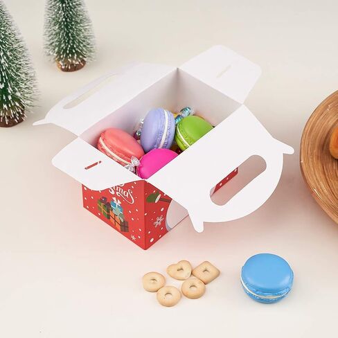 CCINEE 3D Christmas Treat Boxes,Xmas Cookie Boxes with Handle Paper Goody Boxes for Gift giving Packaging,Pack of 24 in Saudi Arabia