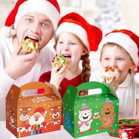 CCINEE 3D Christmas Treat Boxes,Xmas Cookie Boxes with Handle Paper Goody Boxes for Gift giving Packaging,Pack of 24 in Saudi Arabia