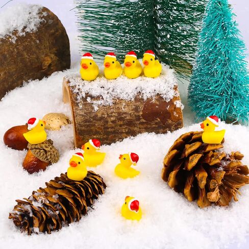 80pcs Mini Christmas Resin Ducks, Tiny Miniature Ducks Mini with Xmas Hat Figures Tiny Duck Accessories for Craft Home Prank Game Dollhouse School Party Christmas Decoration (Yellow) in Saudi Arabia