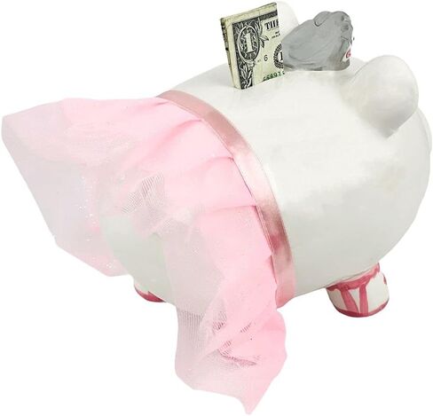 بنك الأميرة راقصة الباليه البورسلين للفتيات مع تاج كريستال سواروفسكي والتنورة الوردية، مع سدادة مطاطية in Kuwait