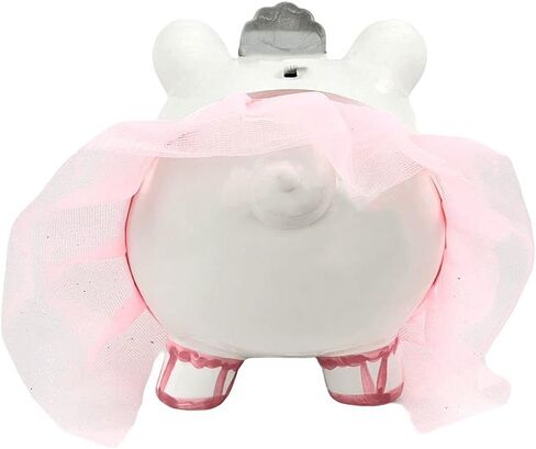 بنك الأميرة راقصة الباليه البورسلين للفتيات مع تاج كريستال سواروفسكي والتنورة الوردية، مع سدادة مطاطية in Kuwait