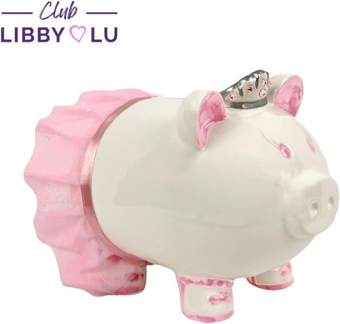 بنك الأميرة راقصة الباليه البورسلين للفتيات مع تاج كريستال سواروفسكي والتنورة الوردية، مع سدادة مطاطية in Kuwait