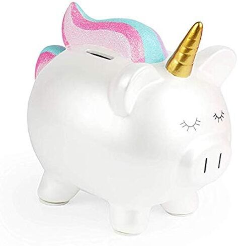 Unicorn Piggy Bank for Girls - Ceramic Rainbow Money Kids - Coin Pony - Penny in Saudi Arabia