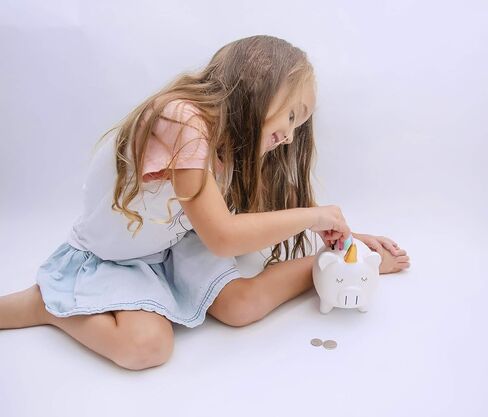 Unicorn Piggy Bank for Girls - Ceramic Rainbow Money Kids - Coin Pony - Penny in Saudi Arabia