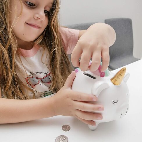 Unicorn Piggy Bank for Girls - Ceramic Rainbow Money Kids - Coin Pony - Penny in Saudi Arabia