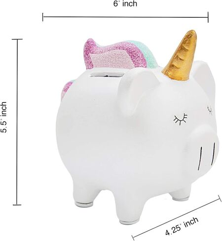 Unicorn Piggy Bank for Girls - Ceramic Rainbow Money Kids - Coin Pony - Penny in Saudi Arabia