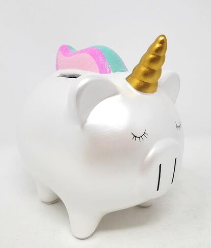 Unicorn Piggy Bank for Girls - Ceramic Rainbow Money Kids - Coin Pony - Penny in Saudi Arabia