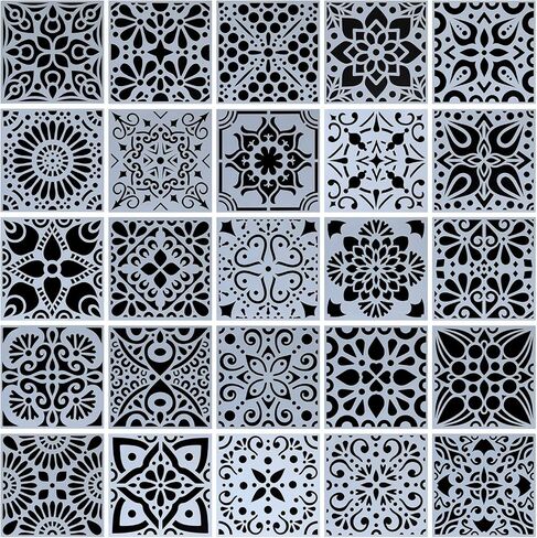 25 عبوة (4 × 4 انش) استنسل رسم رسم ماندالا للحجارة والارضيات والجدران والبلاط والقماش وحرق الخشب ومستلزمات الفنون والحرف اليدوية - قابلة لاعادة الاستخدام in Kuwait