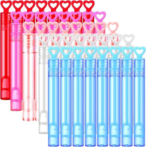 40 Pack Mini Heart Bubbles for Kids, Assorted Colors Bubble Wand Bulk for Valentine's Day Gift, Wedding Send-Off Supplies Photo Props Guest Favors Birthday Party Goodie Bag Stuffers Outdoor Toys in Kuwait