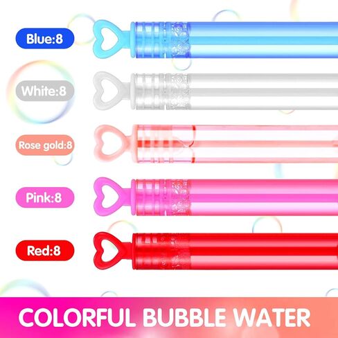 40 Pack Mini Heart Bubbles for Kids, Assorted Colors Bubble Wand Bulk for Valentine's Day Gift, Wedding Send-Off Supplies Photo Props Guest Favors Birthday Party Goodie Bag Stuffers Outdoor Toys in Kuwait