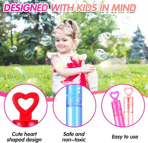40 Pack Mini Heart Bubbles for Kids, Assorted Colors Bubble Wand Bulk for Valentine's Day Gift, Wedding Send-Off Supplies Photo Props Guest Favors Birthday Party Goodie Bag Stuffers Outdoor Toys in Kuwait