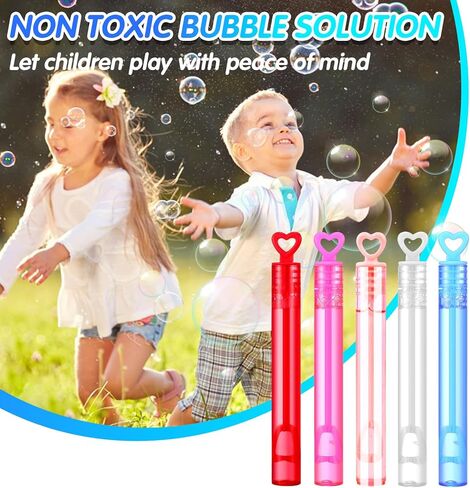 40 Pack Mini Heart Bubbles for Kids, Assorted Colors Bubble Wand Bulk for Valentine's Day Gift, Wedding Send-Off Supplies Photo Props Guest Favors Birthday Party Goodie Bag Stuffers Outdoor Toys in Kuwait