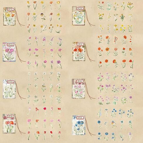 Vintage Stickers for Journaling, Maxleaf 240PCS Vintage Flowers Theme Stickers Pack, 8Series Clear Waterproof Stickers for Art Journaling Bullet Junk Journal Planners DIY Craft Notebook in Kuwait