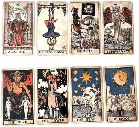 Atesswy The Vintage Tarot Deck, 78 Antique Style Tarot Cards with Guidebook, Standard Size: 4.75" x 2.75" in Kuwait