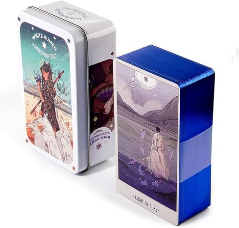 Atesswy White Numen Tarot Deck in A Tin: Sacred Animal Tarot Cards with Blue Gilded Edges - Connect with The Spiritual Realm in Kuwait