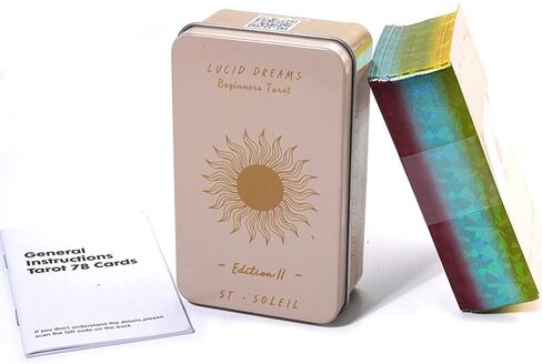 Atesswy Lucid Dreams Beginners Tarot Deck, 78 Rainbow Gilded Tarot Cards with Keywords in A Tin (Size: 4.06" x 2.36") in Kuwait