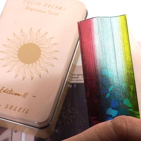 Atesswy Lucid Dreams Beginners Tarot Deck, 78 Rainbow Gilded Tarot Cards with Keywords in A Tin (Size: 4.06" x 2.36") in Kuwait