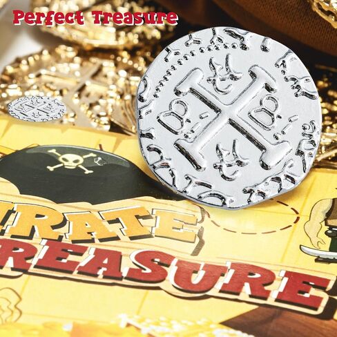 Metal Pirate Coins, Prefdo 100PCS Bronze Treasure Coin Set Spanish Doubloon Replicas Fantasy Metal Coins Pirate Gold Coins Tokens for Board Games Pirate Party Cosplay, 1.18in in Saudi Arabia