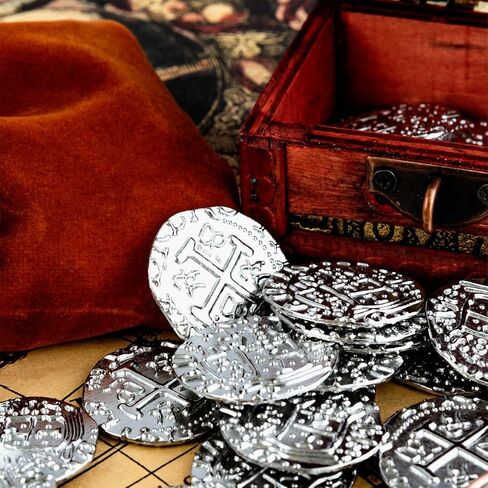 Metal Pirate Coins, Prefdo 100PCS Bronze Treasure Coin Set Spanish Doubloon Replicas Fantasy Metal Coins Pirate Gold Coins Tokens for Board Games Pirate Party Cosplay, 1.18in in Saudi Arabia