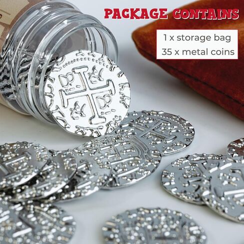 Metal Pirate Coins, Prefdo 100PCS Bronze Treasure Coin Set Spanish Doubloon Replicas Fantasy Metal Coins Pirate Gold Coins Tokens for Board Games Pirate Party Cosplay, 1.18in in Saudi Arabia