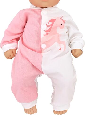 ملابس دمية AISITE مقاس 14 بوصة - بذلة أرنب وقبعة مكونة من 3 قطع للفتيات الصغيرات المولودات من جديد مقاس 14-16 بوصة (وردي) in Kuwait